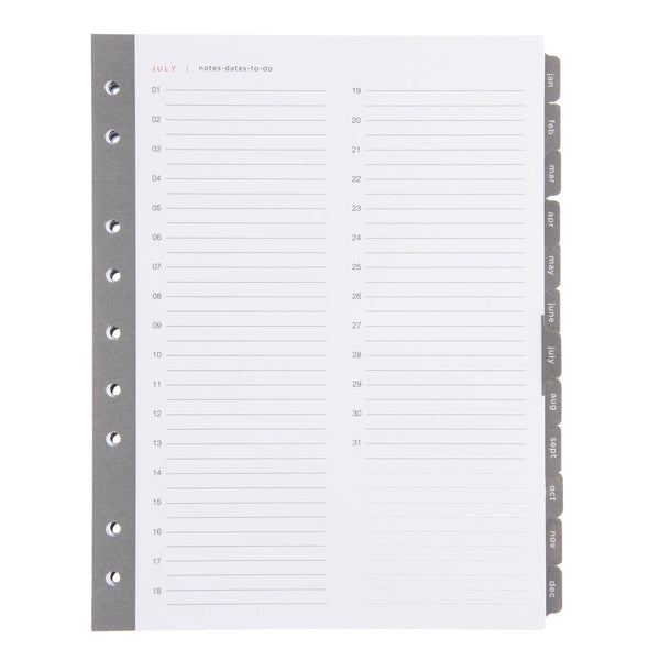 Calendar Markers Mini Binder Insert | russell+hazel