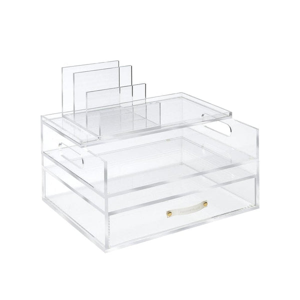 russell+hazel Large Acrylic Flip Box, 12.5” x 6.5”, Desktop Organization, Clear, 1 Count, 98148