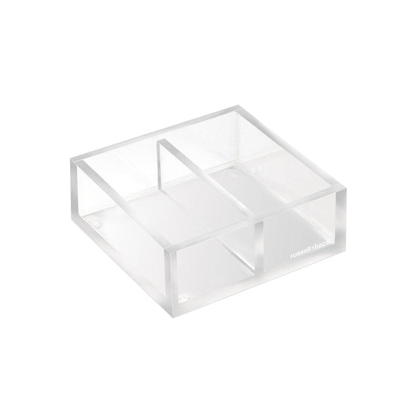 Clear Acrylic Stackable 2 Compartment Accessory Box, 4 x 4 x 1.5
