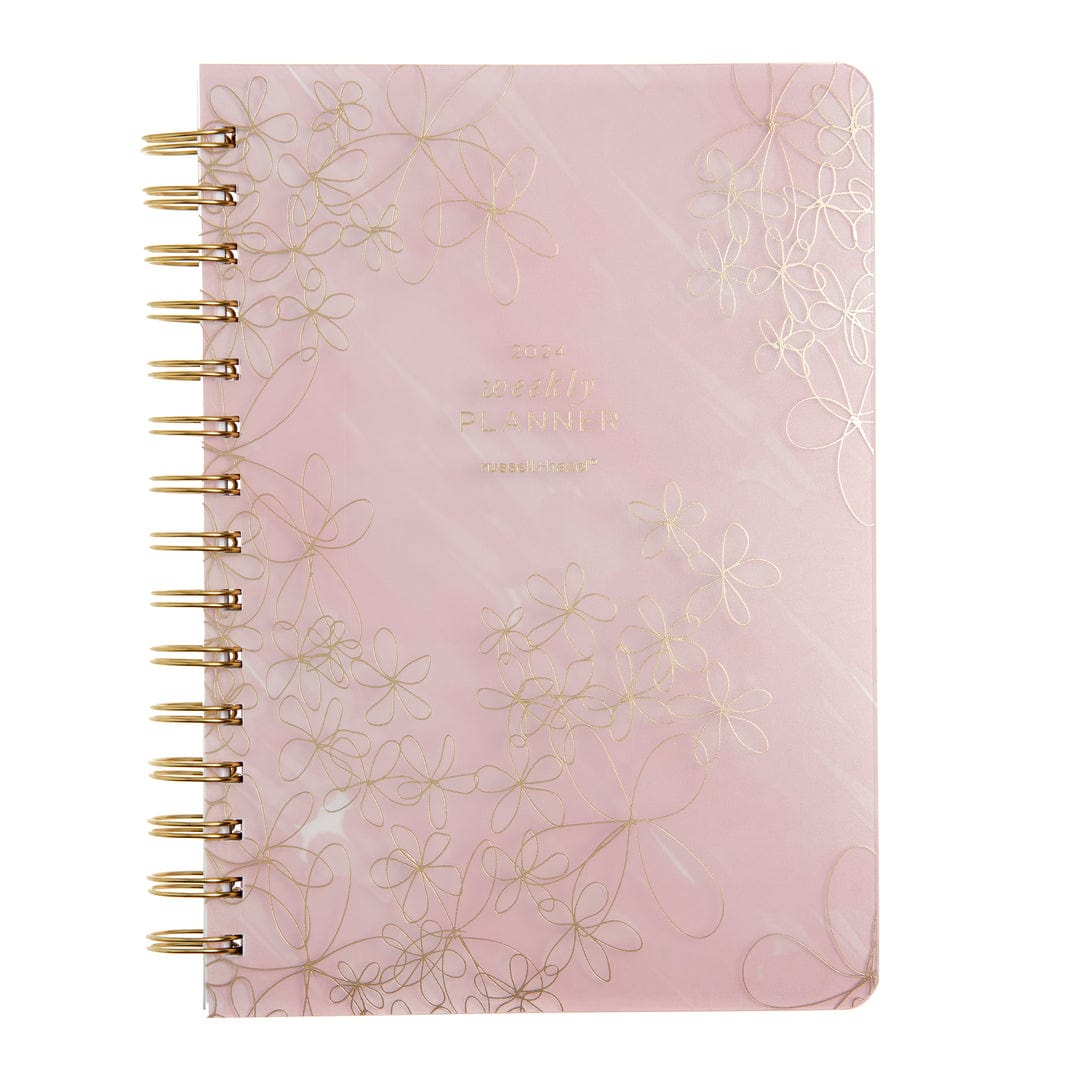 2024 A5 Weekly Planner - Blush Floral with Gold Foil 76312 russell+hazel Planner