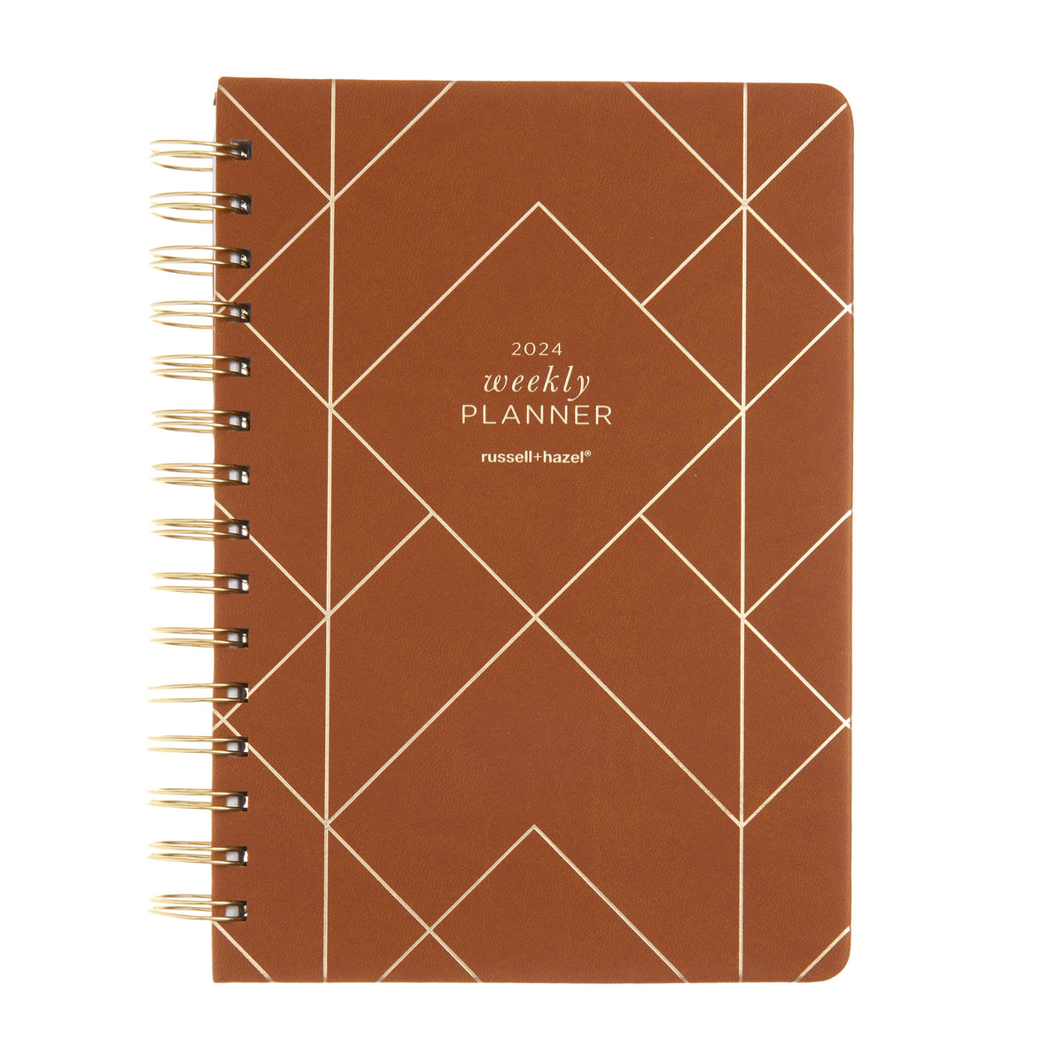 2024 A5 Weekly Planner - Gold Foil Vegan Leather 74652 russell+hazel Planner