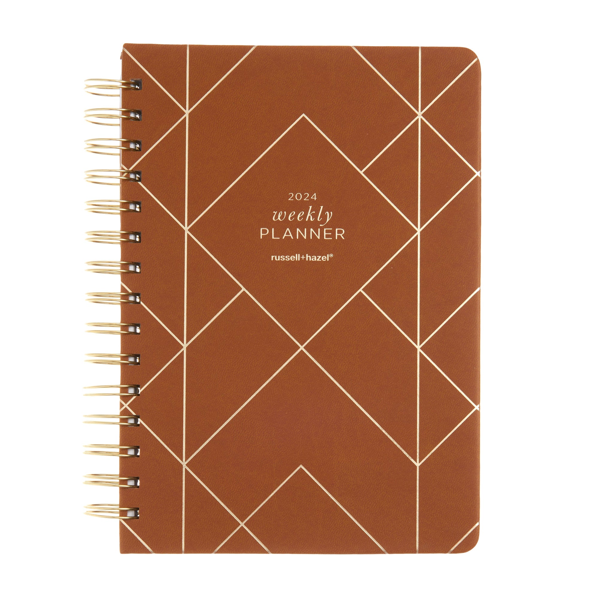 2024 A5 Weekly Planner - Gold Foil Vegan Leather 74652 russell+hazel Planner