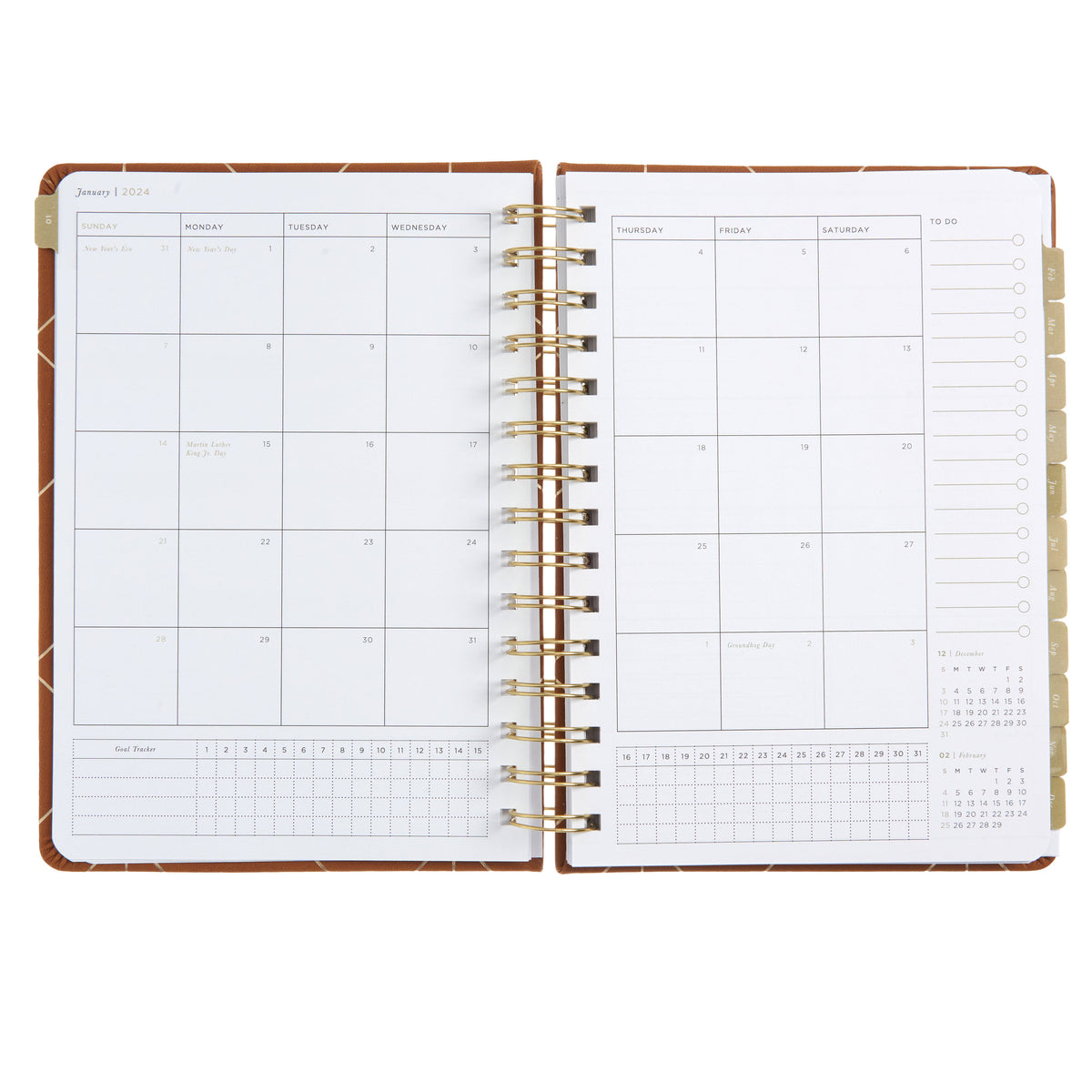 2024 A5 Weekly Planner - Gold Foil Vegan Leather 74652 russell+hazel Planner