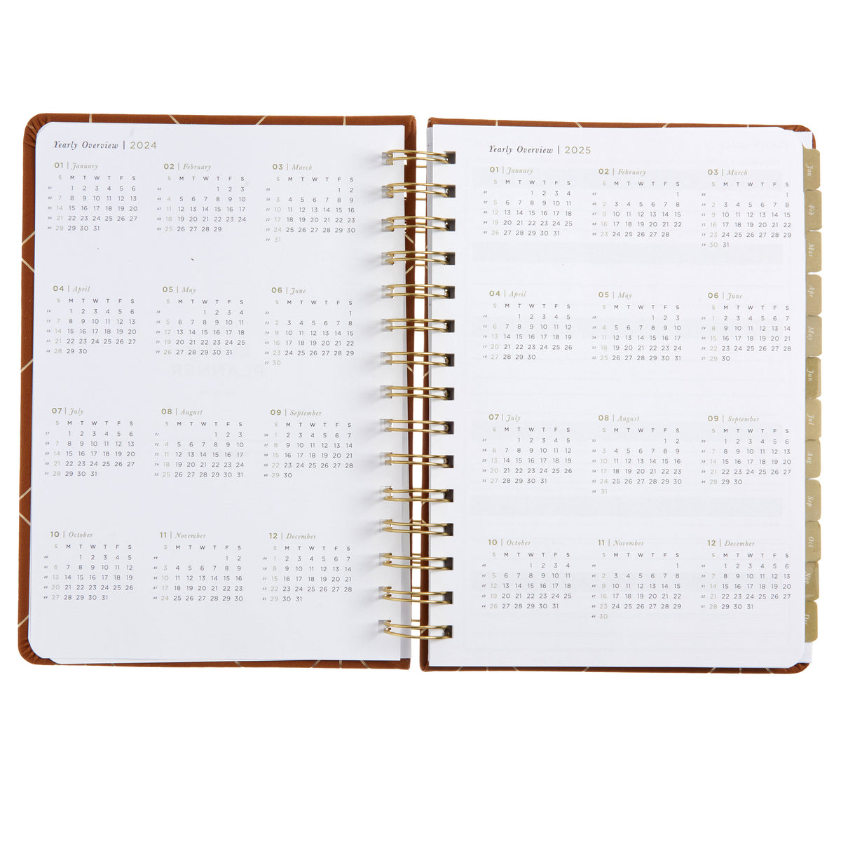 2024 A5 Weekly Planner - Gold Foil Vegan Leather 74652 russell+hazel Planner