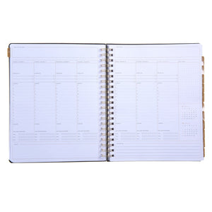 2025 Weekly Planner - Spiral Vegan Leather - Black 100617 russell+hazel Planner