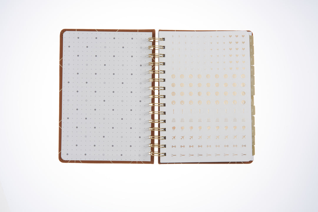 2024 A5 Weekly Planner - Gold Foil Vegan Leather