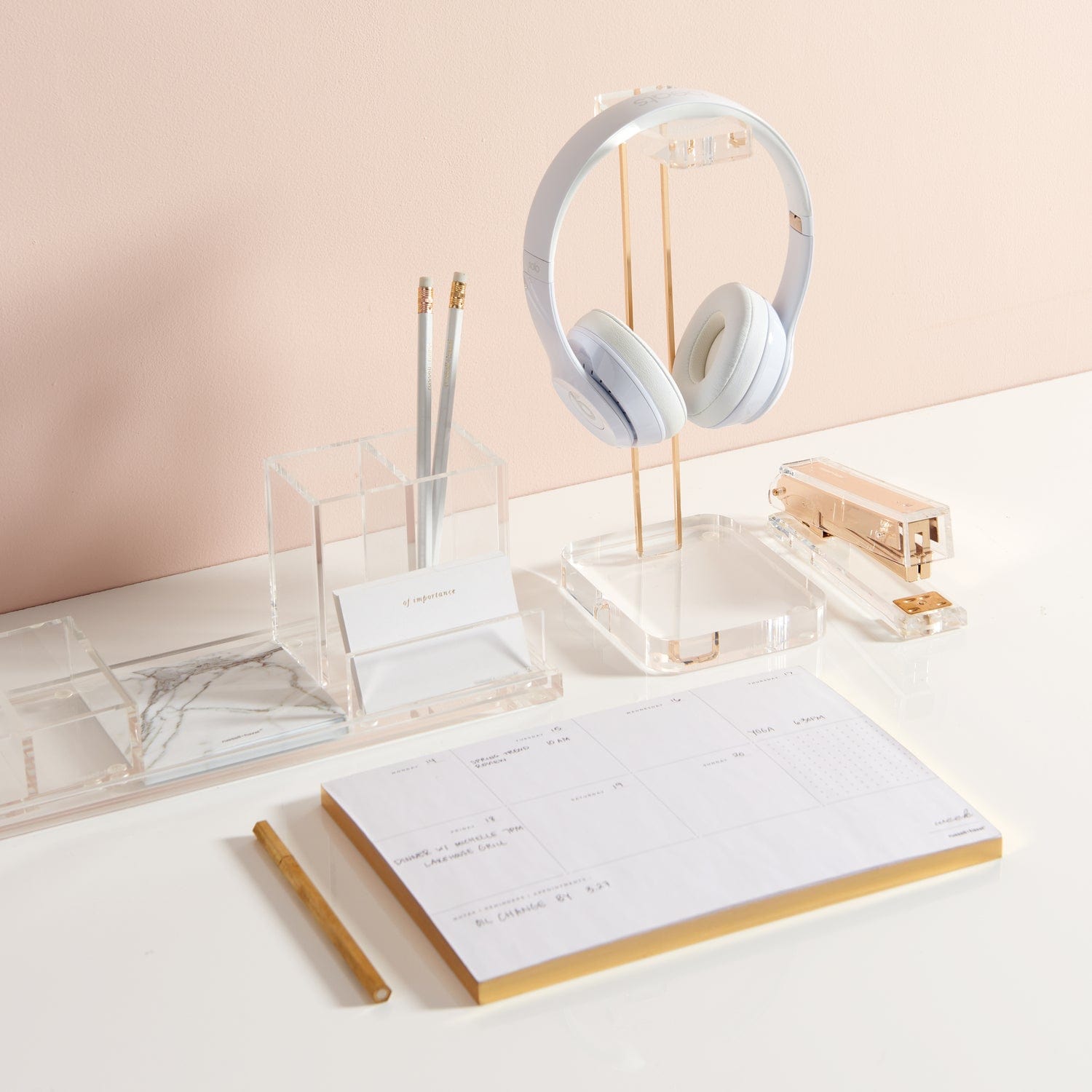 Clear Acrylic and Gold Headphones Stand, 4 x 5 x 10.5 (93922)