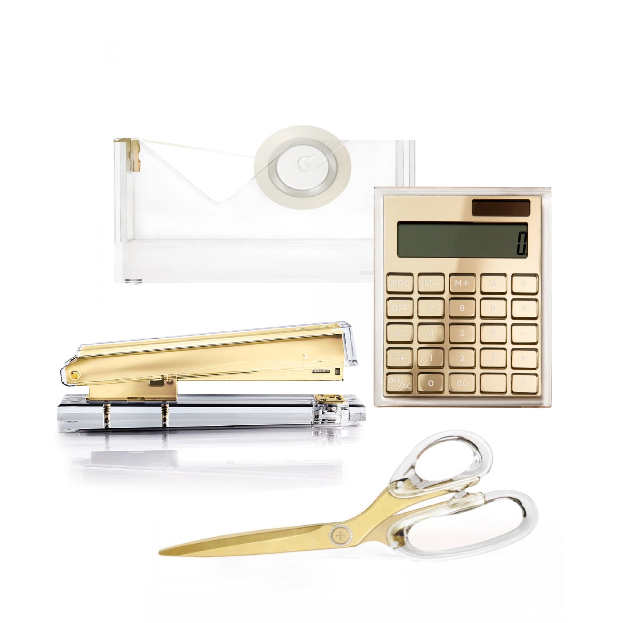 3pcs/set Acrylic Clipboard + Clear Gold Toned Acrylic Tape Dispenser  +Acrylic Stapler desk kit - AliExpress