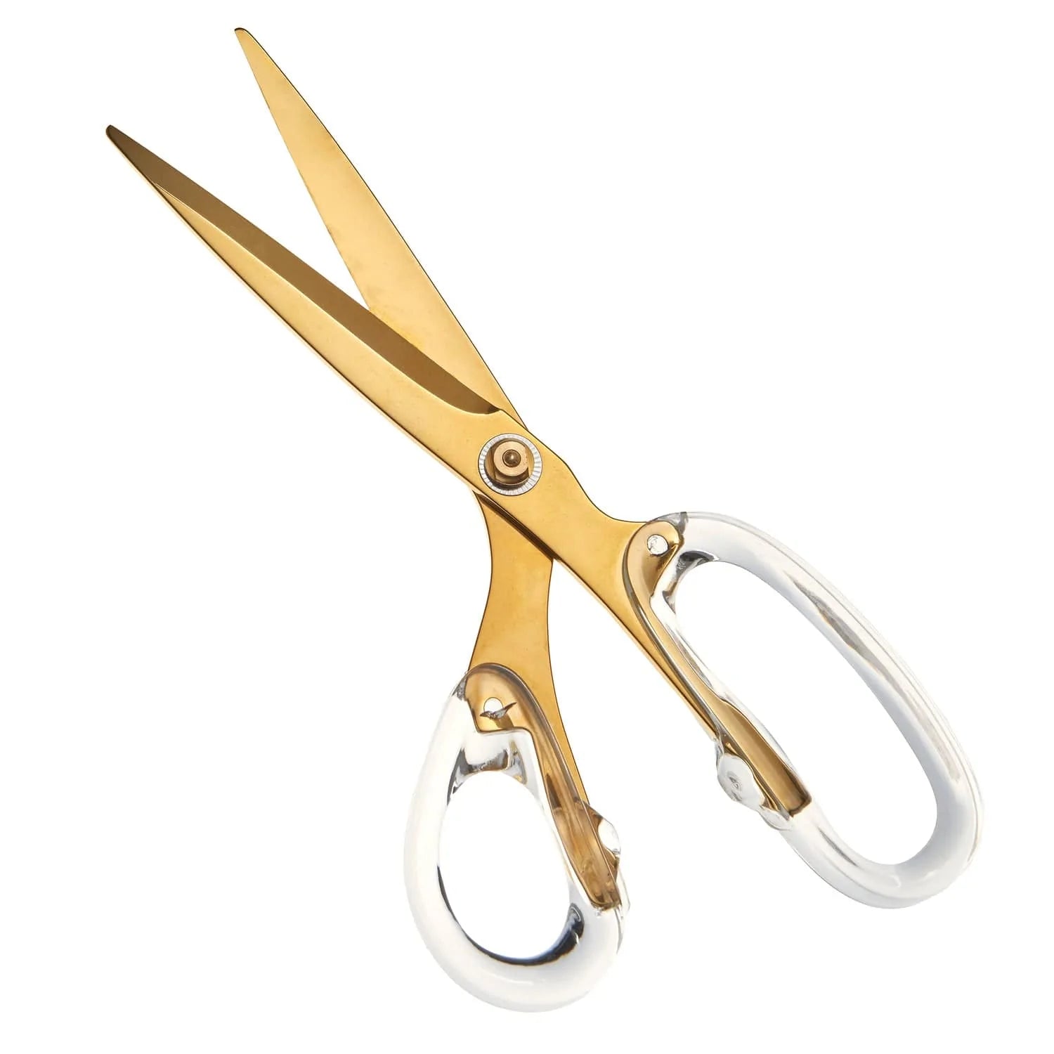 Clear Acrylic Gold Craft Scissors Straight Recycle Stainless Steel Cutting  Tool Office Desk Stationery Tailor Sewing Scissors for School N Home (Clear